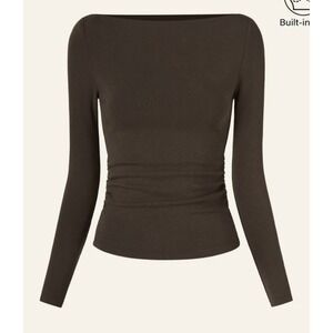 NWT OGLModern Side Ruched Boatneck Brami Small Eco Mousse Balletcore Brown